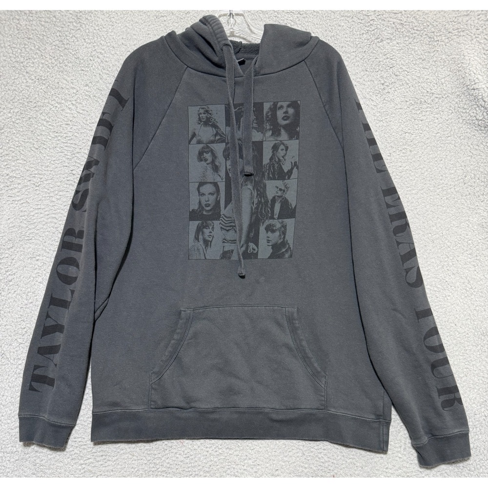 Taylor Swift The Eras Tour Hoodie Charcoal Grey Graphic Tour Dates Size XL